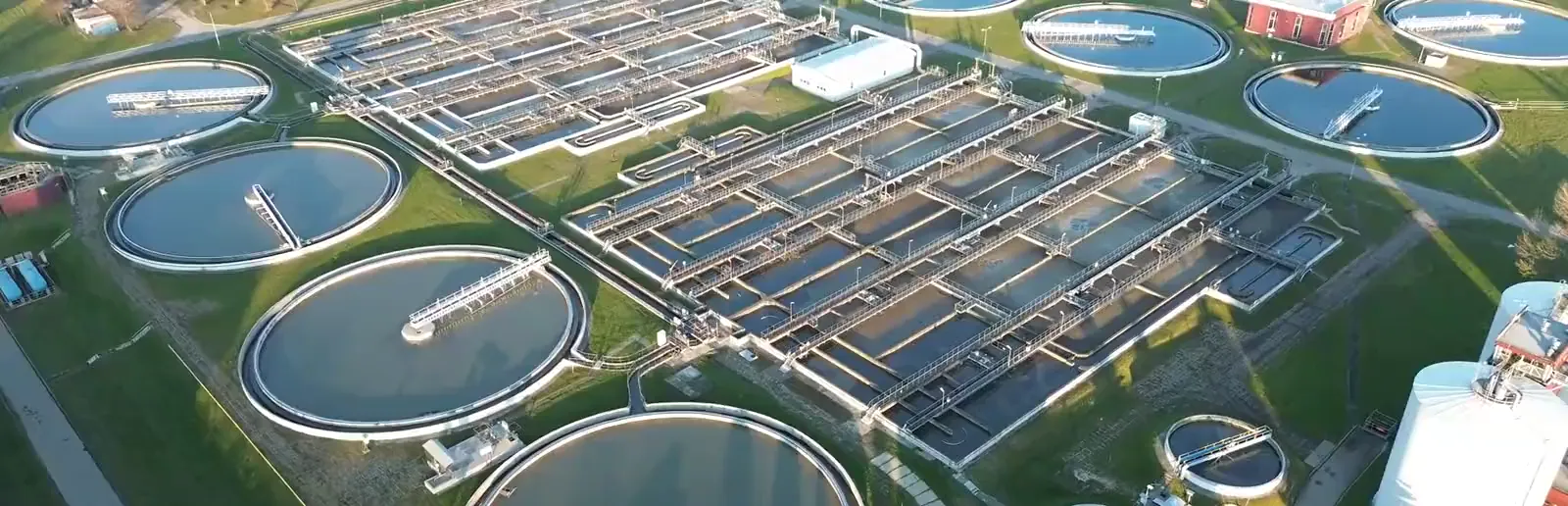 Aerial view of a water treatment plant